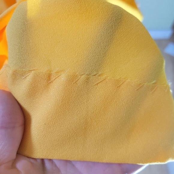 Vintage handmade 3D floral embroidered sleeveless mini dress yellow small - Picture 6 of 8